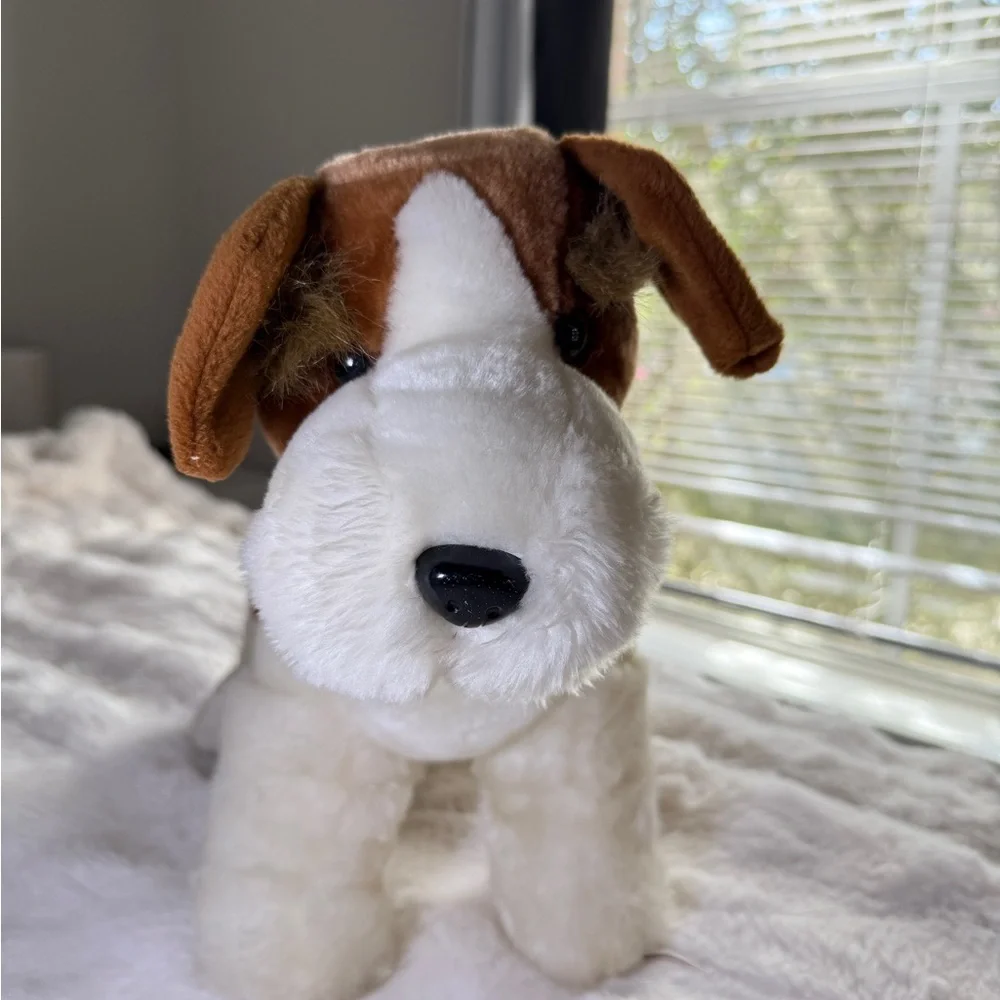 Plush Dog Toy - Brown and White